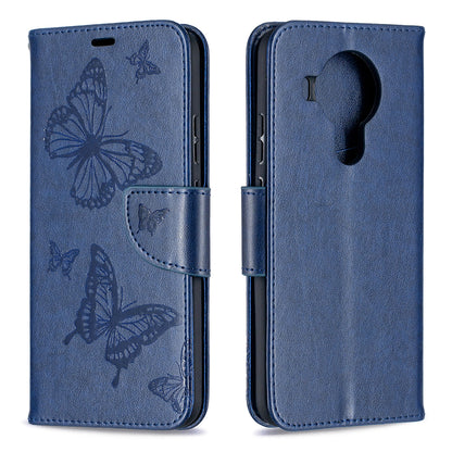 Magnetic Clasp Butterfly Imprinting Leather Wallet Case for Nokia 5.4