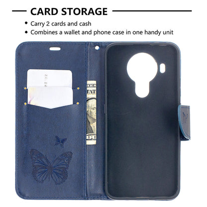 Magnetic Clasp Butterfly Imprinting Leather Wallet Case for Nokia 5.4