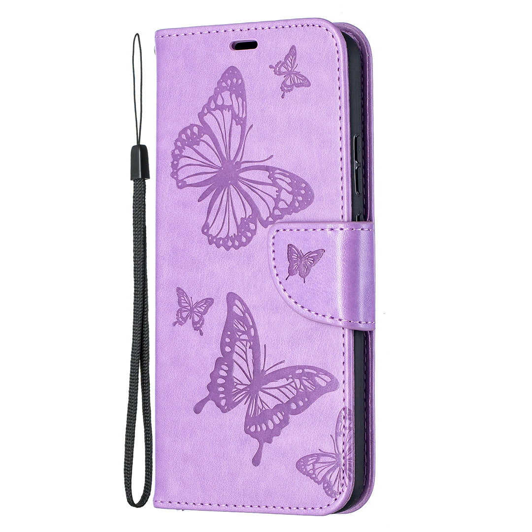 Magnetic Clasp Butterfly Imprinting Leather Wallet Case for Nokia 5.4