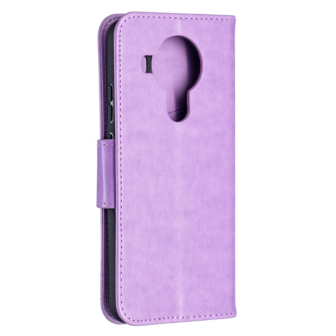 Magnetic Clasp Butterfly Imprinting Leather Wallet Case for Nokia 5.4