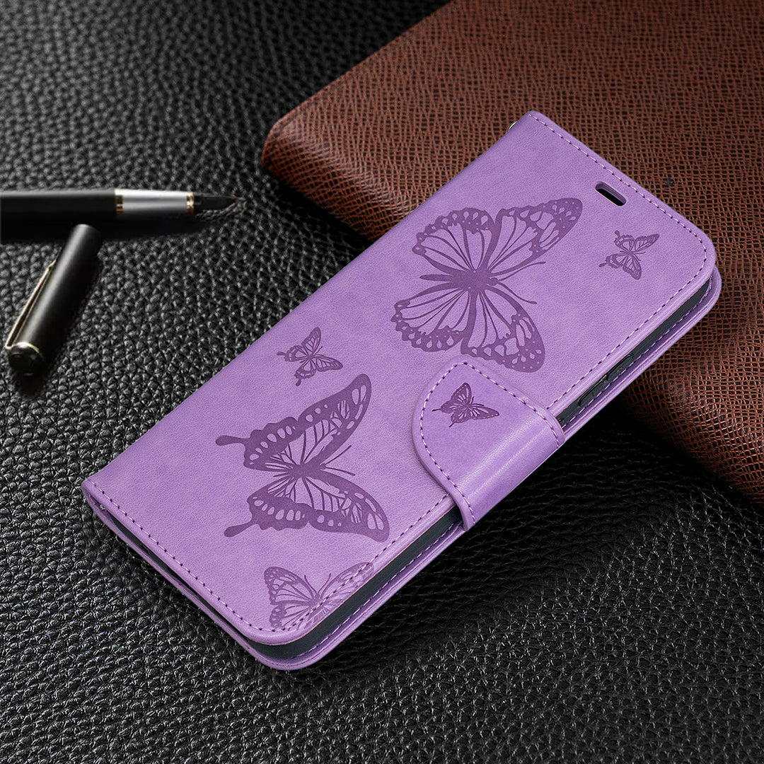 Magnetic Clasp Butterfly Imprinting Leather Wallet Case for Nokia 5.4