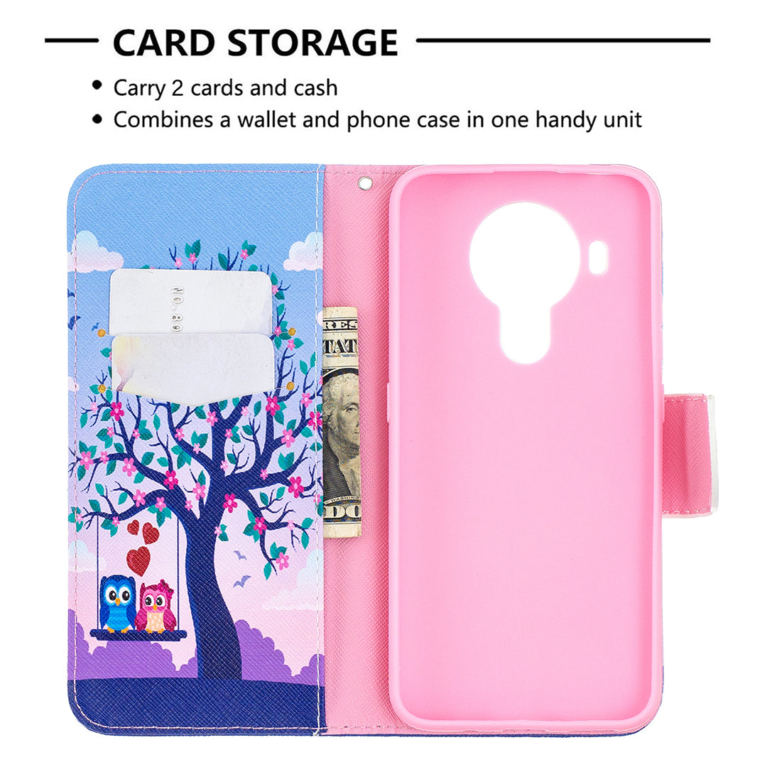 Wallet Stand Design Pattern Printing Leather Case for Nokia 5.4