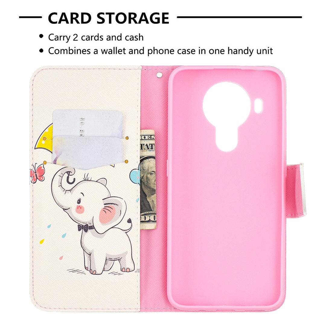 Wallet Stand Design Pattern Printing Leather Case for Nokia 5.4