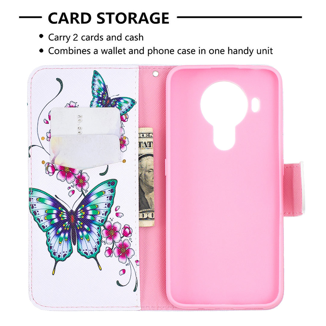 Wallet Stand Design Pattern Printing Leather Case for Nokia 5.4