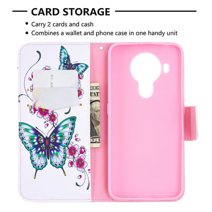 Wallet Stand Design Pattern Printing Leather Case for Nokia 5.4