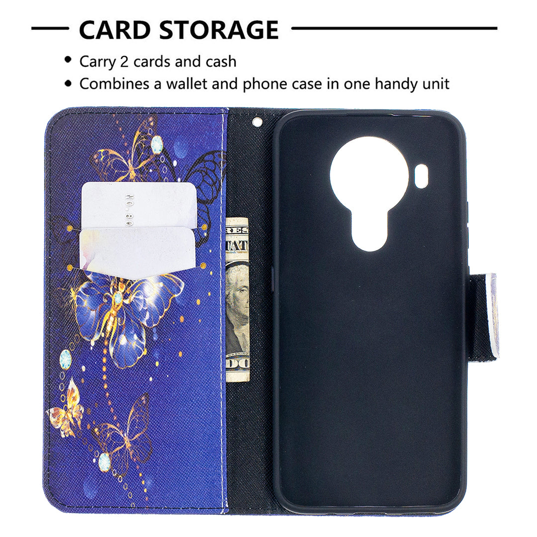 Wallet Stand Design Pattern Printing Leather Case for Nokia 5.4