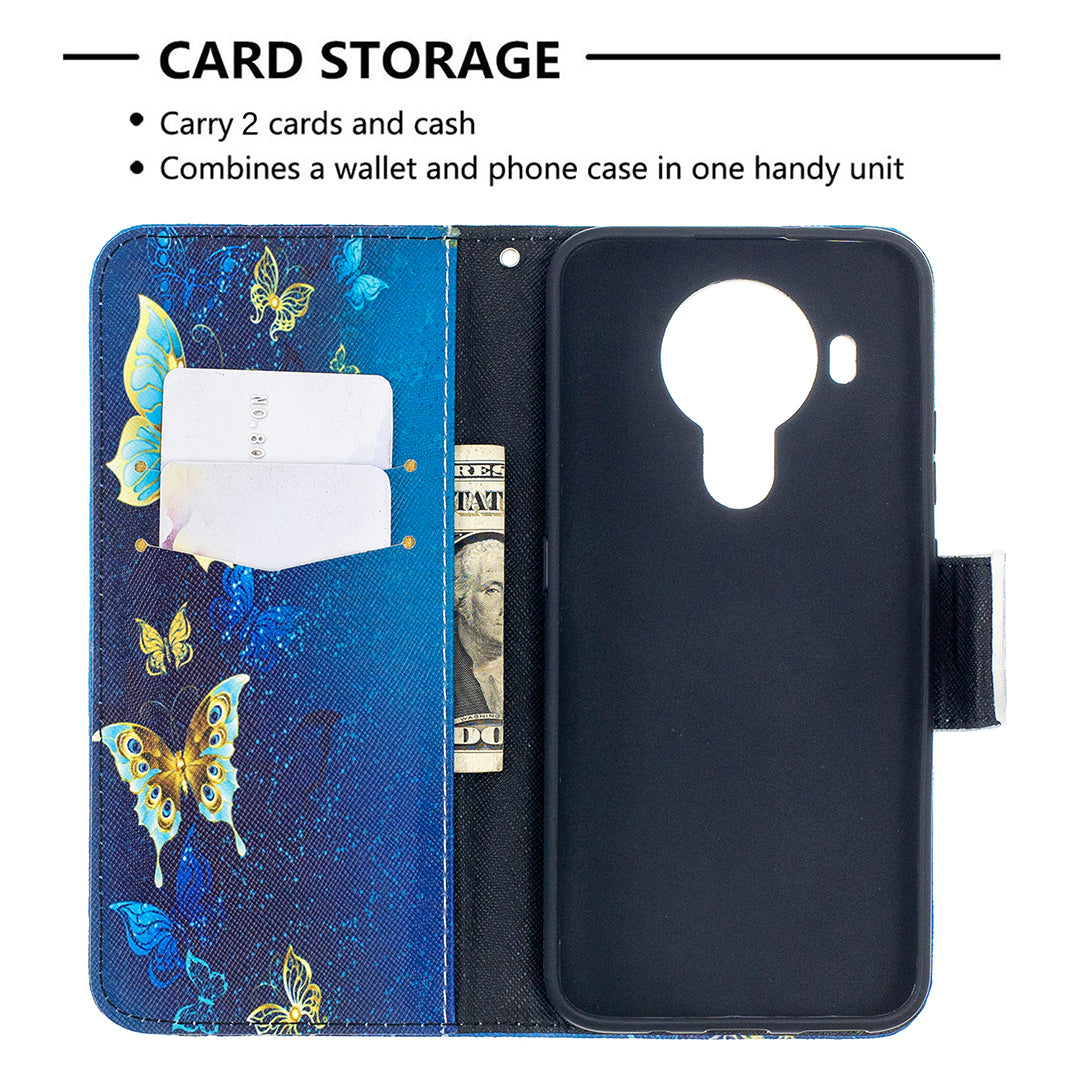 Wallet Stand Design Pattern Printing Leather Case for Nokia 5.4