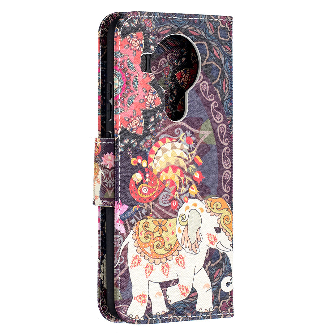 Wallet Stand Design Pattern Printing Leather Case for Nokia 5.4