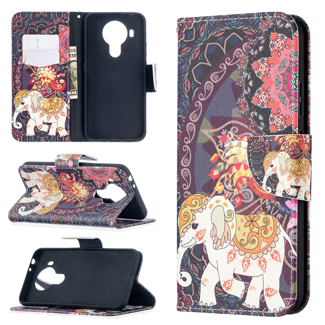 Wallet Stand Design Pattern Printing Leather Case for Nokia 5.4