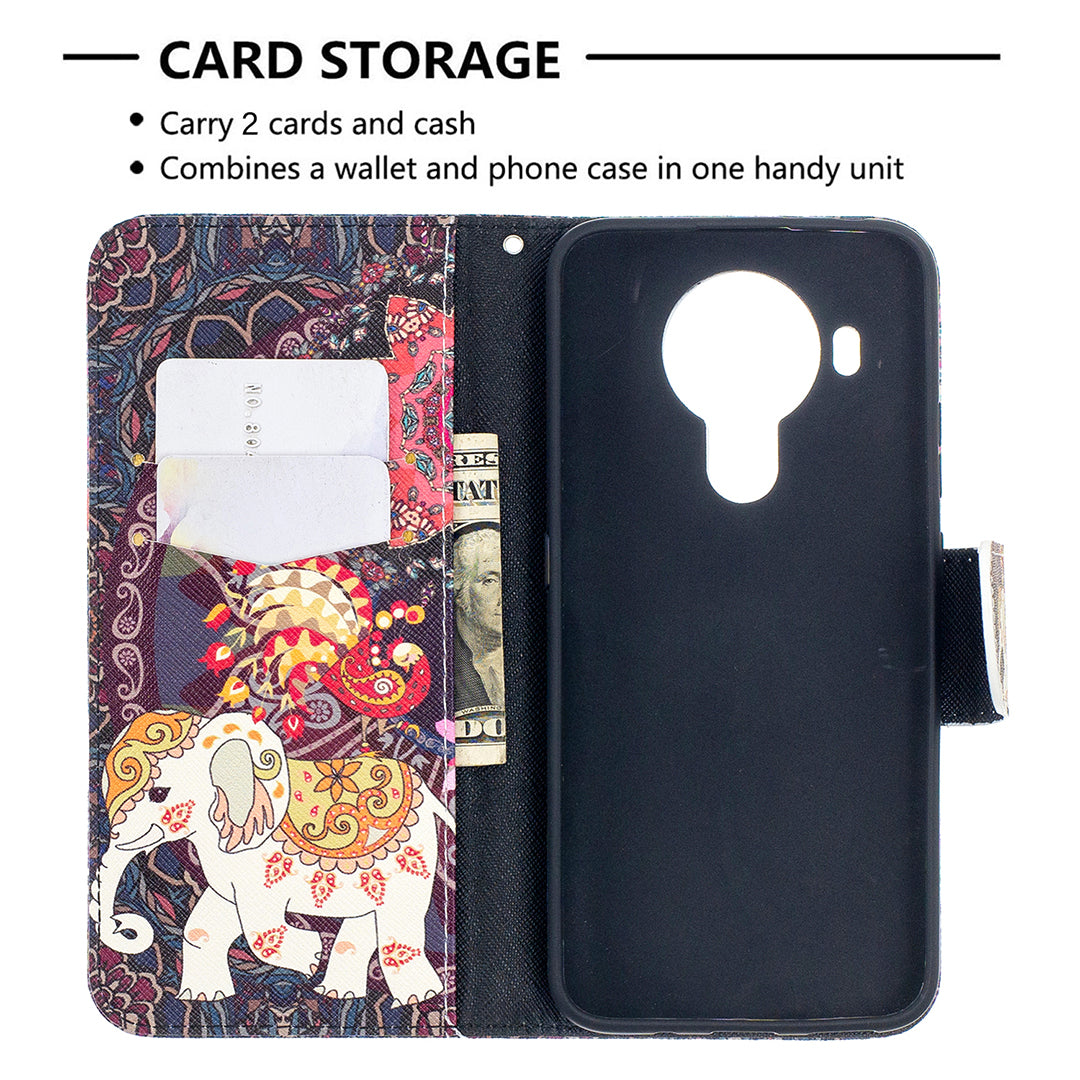 Wallet Stand Design Pattern Printing Leather Case for Nokia 5.4