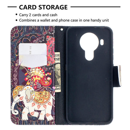 Wallet Stand Design Pattern Printing Leather Case for Nokia 5.4