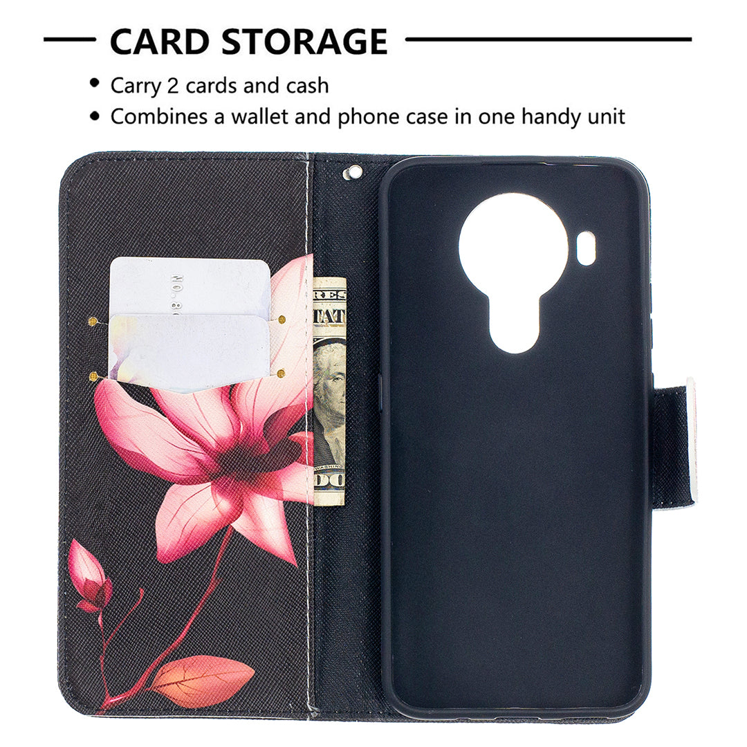 Wallet Stand Design Pattern Printing Leather Case for Nokia 5.4
