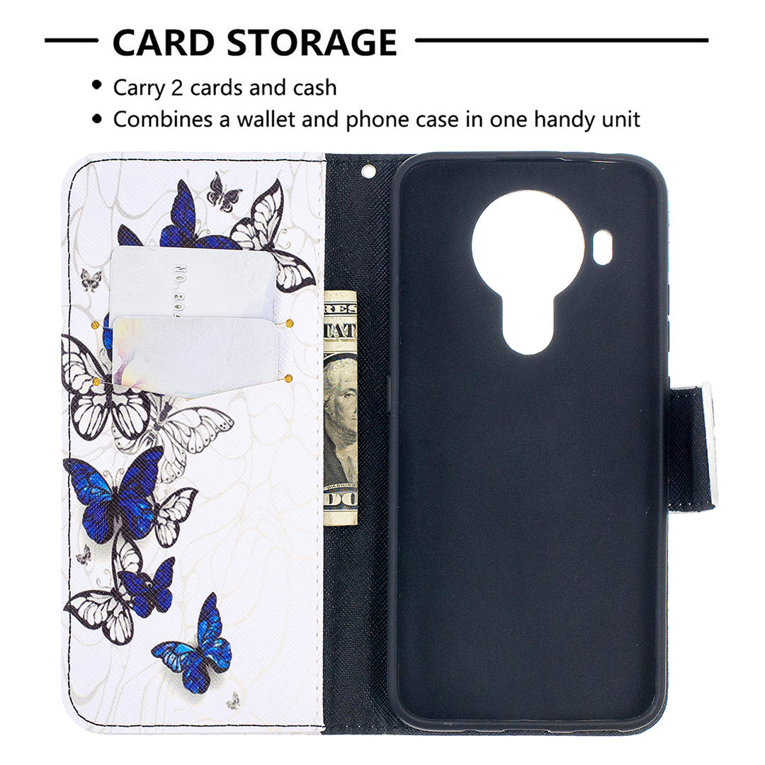 Wallet Stand Design Pattern Printing Leather Case for Nokia 5.4