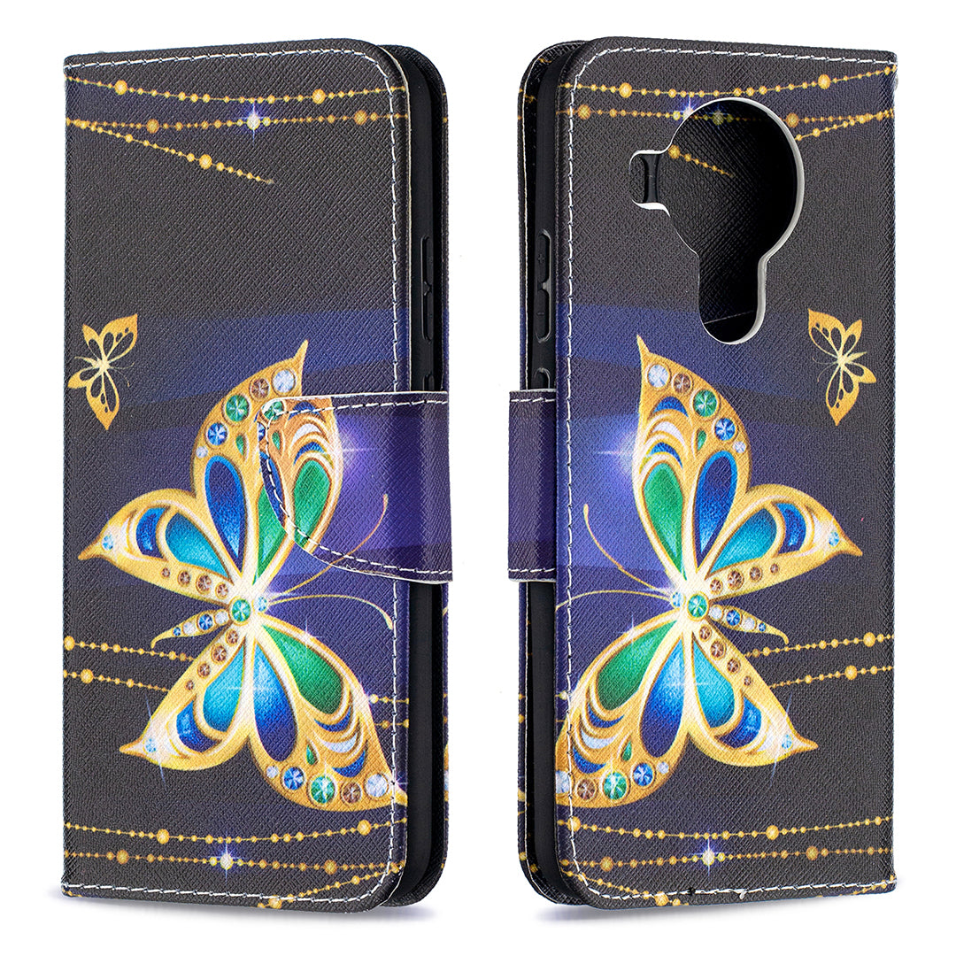 Wallet Stand Design Pattern Printing Leather Case for Nokia 5.4