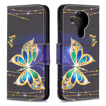 Wallet Stand Design Pattern Printing Leather Case for Nokia 5.4