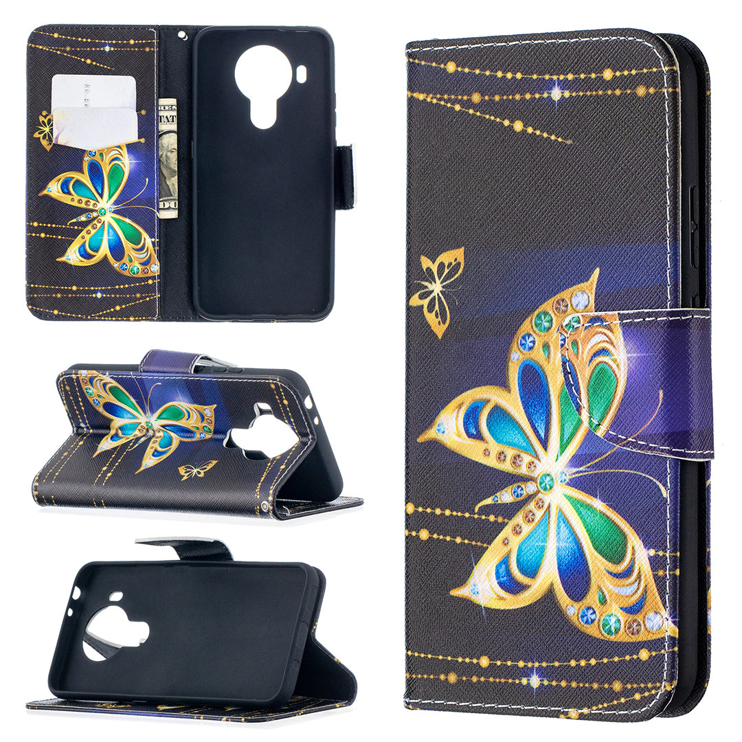 Wallet Stand Design Pattern Printing Leather Case for Nokia 5.4