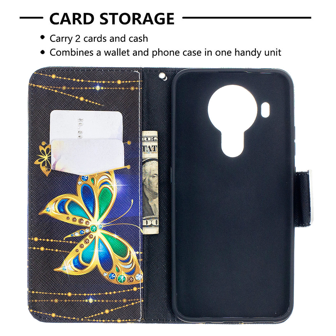 Wallet Stand Design Pattern Printing Leather Case for Nokia 5.4