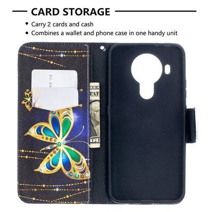 Wallet Stand Design Pattern Printing Leather Case for Nokia 5.4