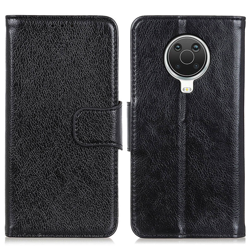 Nappa Texture Full-Protection Split Leather Wallet Stand Phone Cover Shell for Nokia 6.3 / G10 / G20