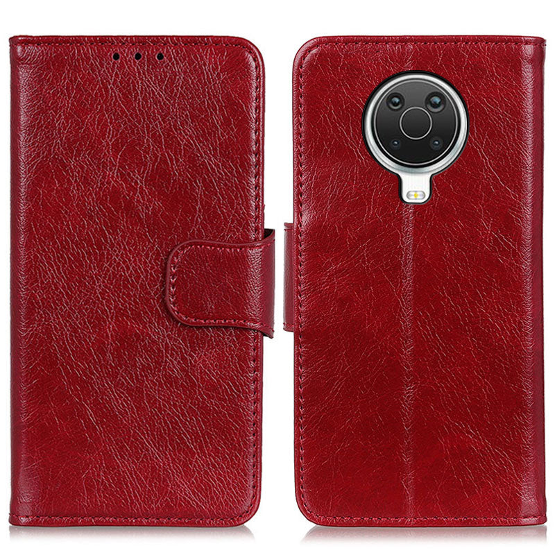 Nappa Texture Full-Protection Split Leather Wallet Stand Phone Cover Shell for Nokia 6.3 / G10 / G20
