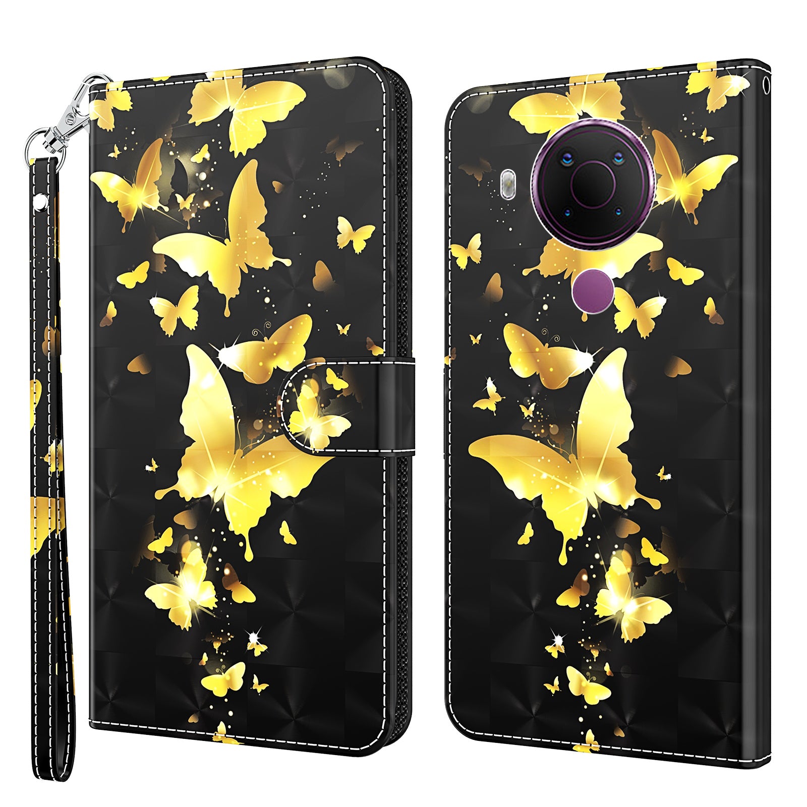 Pattern Printing Wallet Stand PU Leather Phone Case Shell for Nokia 5.4
