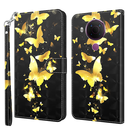 Pattern Printing Wallet Stand PU Leather Phone Case Shell for Nokia 5.4