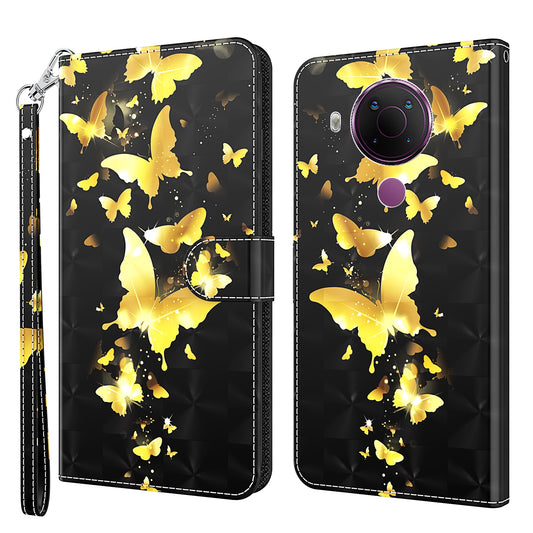 Pattern Printing Wallet Stand PU Leather Phone Case Shell for Nokia 5.4