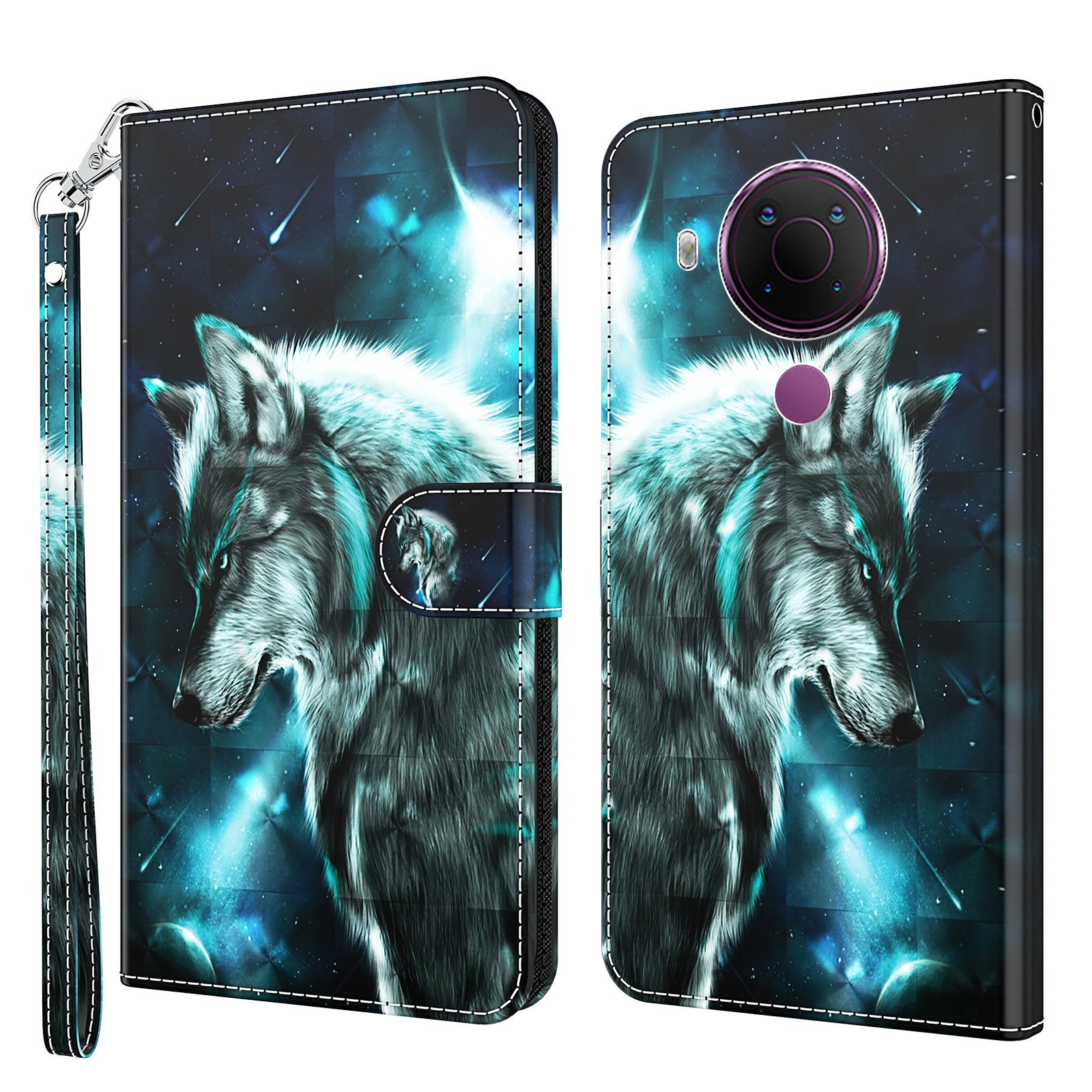 Pattern Printing Wallet Stand PU Leather Phone Case Shell for Nokia 5.4