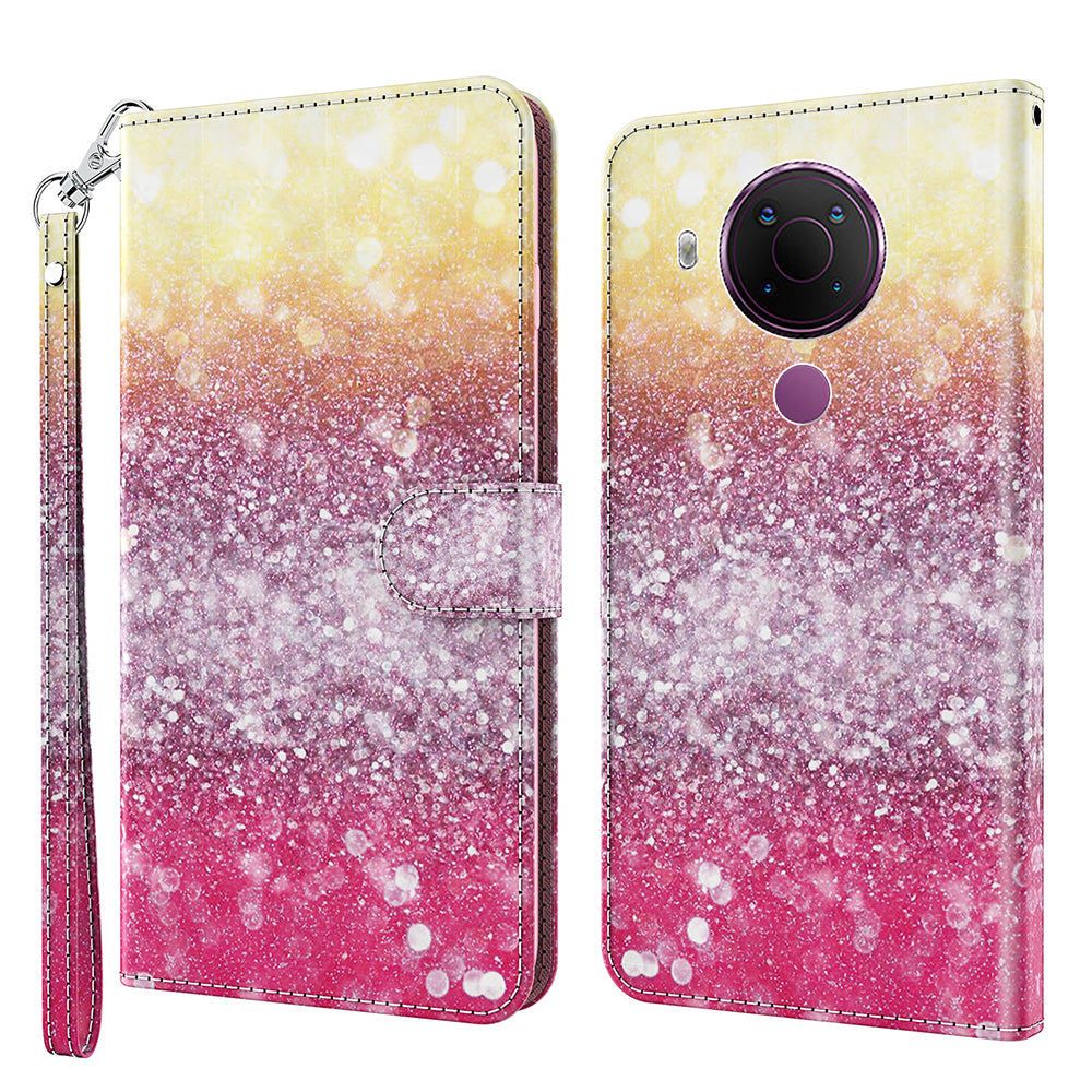 Pattern Printing Wallet Stand PU Leather Phone Case Shell for Nokia 5.4