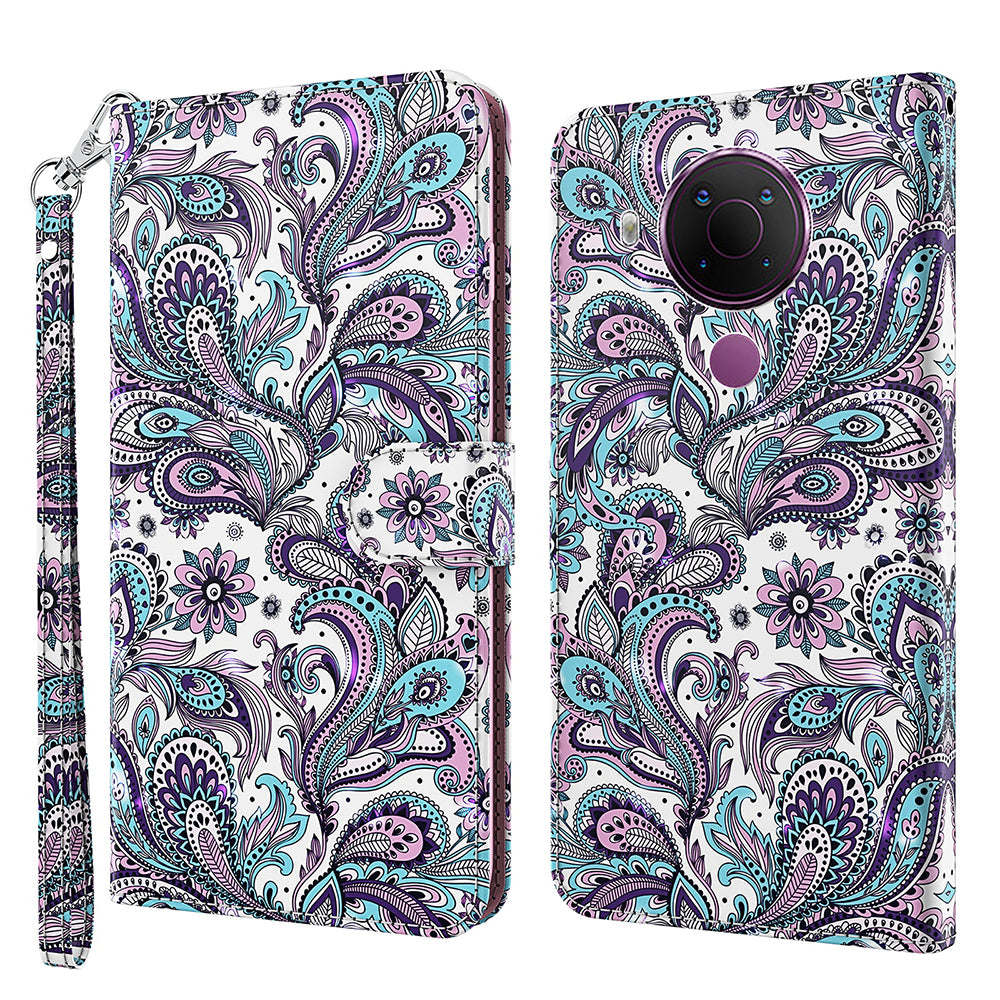 Pattern Printing Wallet Stand PU Leather Phone Case Shell for Nokia 5.4