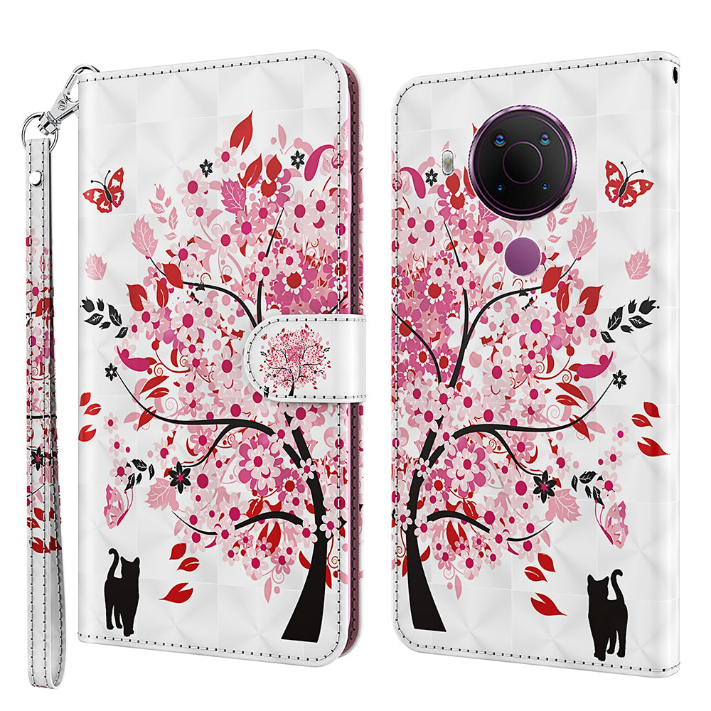 Pattern Printing Wallet Stand PU Leather Phone Case Shell for Nokia 5.4