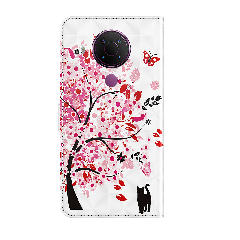 Pattern Printing Wallet Stand PU Leather Phone Case Shell for Nokia 5.4