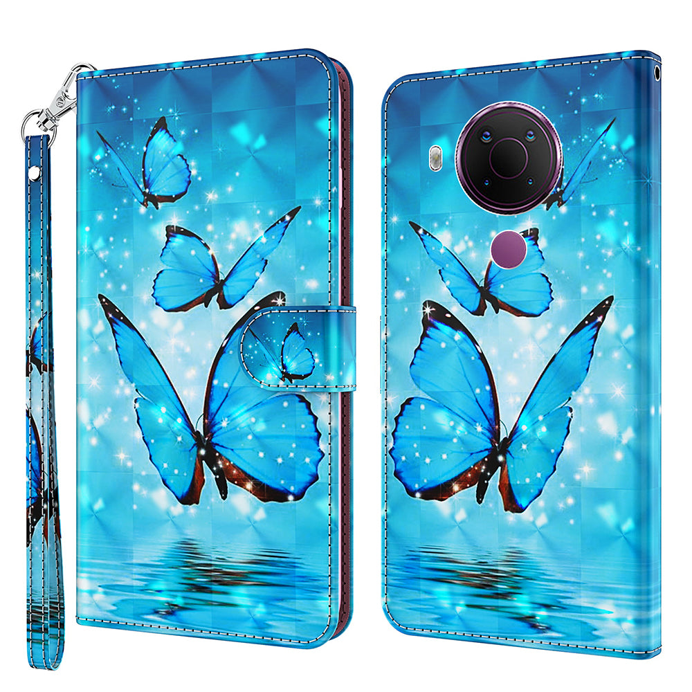 Pattern Printing Wallet Stand PU Leather Phone Case Shell for Nokia 5.4