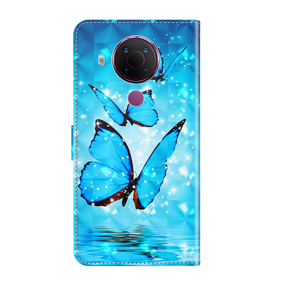Pattern Printing Wallet Stand PU Leather Phone Case Shell for Nokia 5.4