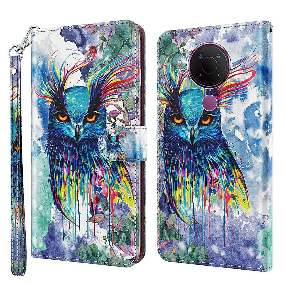 Pattern Printing Wallet Stand PU Leather Phone Case Shell for Nokia 5.4