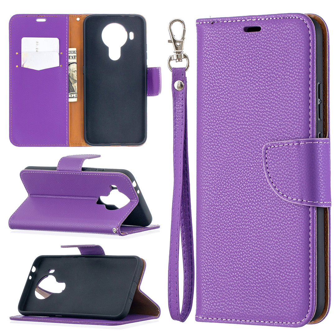 Litchi Surface with Wallet Leather Stand Case for Nokia 5.4
