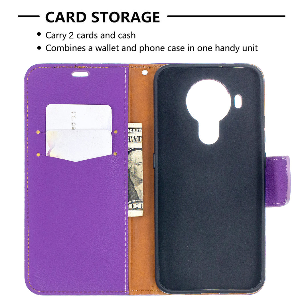 Litchi Surface with Wallet Leather Stand Case for Nokia 5.4