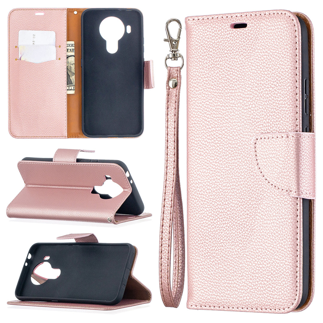 Litchi Surface with Wallet Leather Stand Case for Nokia 5.4