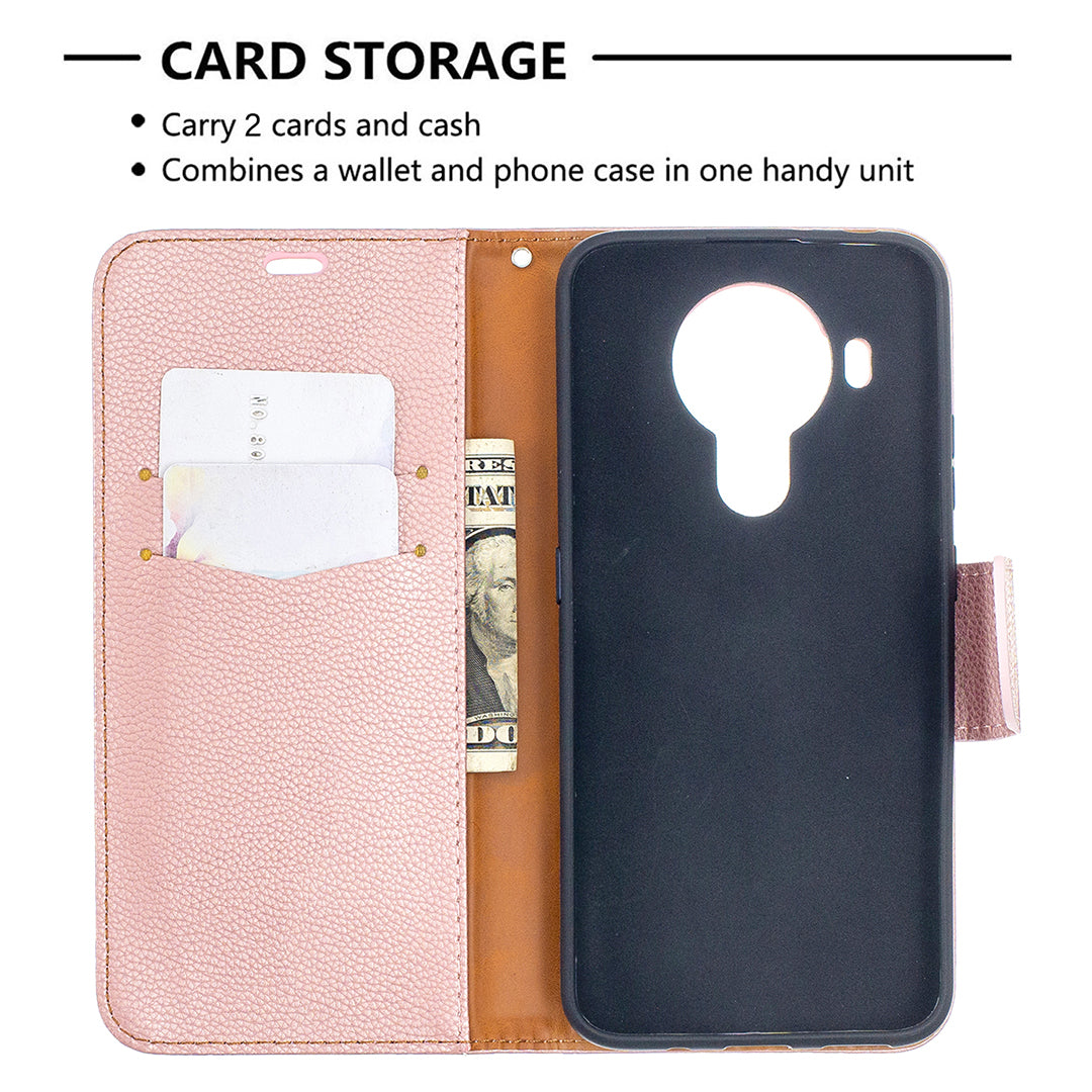 Litchi Surface with Wallet Leather Stand Case for Nokia 5.4