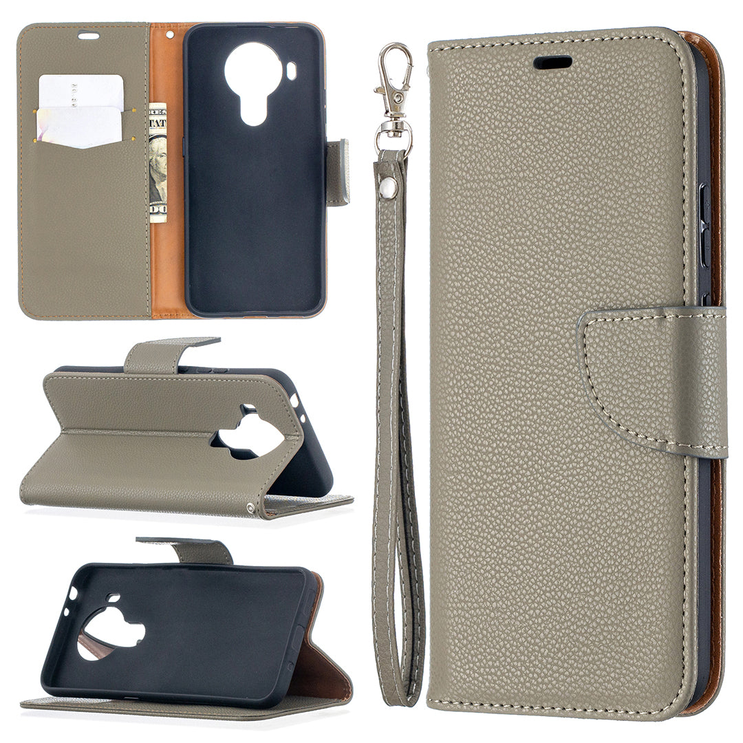 Litchi Surface with Wallet Leather Stand Case for Nokia 5.4
