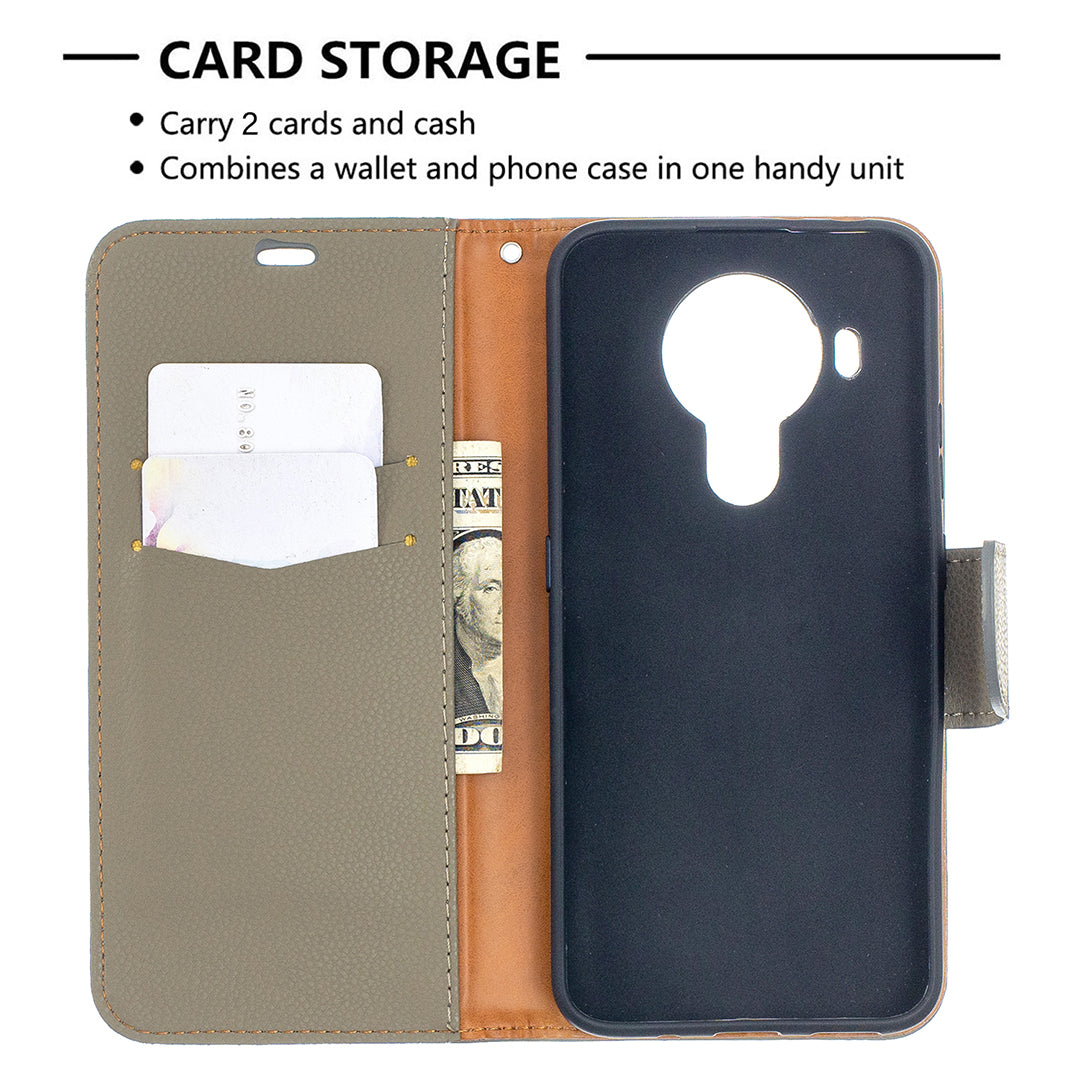 Litchi Surface with Wallet Leather Stand Case for Nokia 5.4