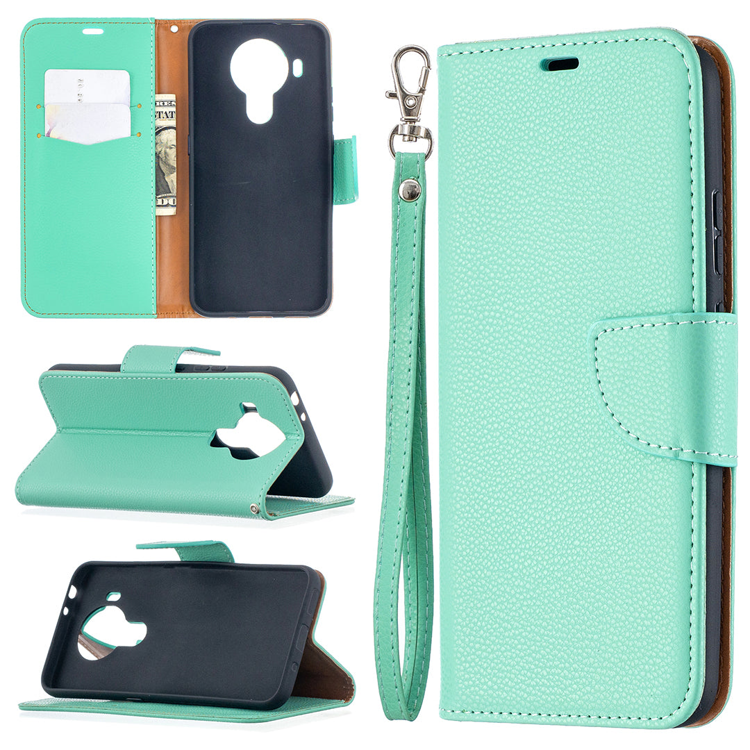 Litchi Surface with Wallet Leather Stand Case for Nokia 5.4