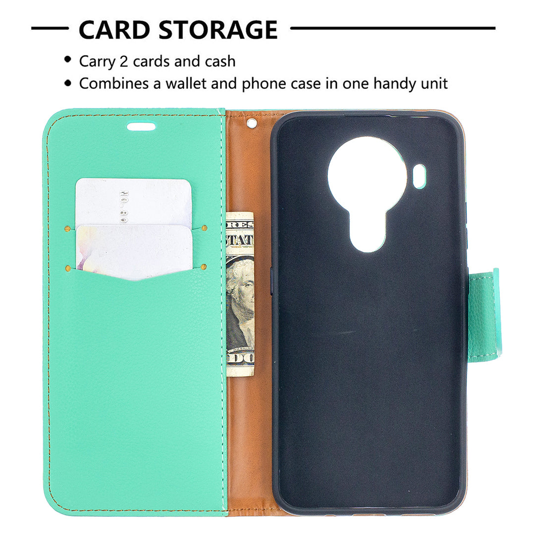 Litchi Surface with Wallet Leather Stand Case for Nokia 5.4