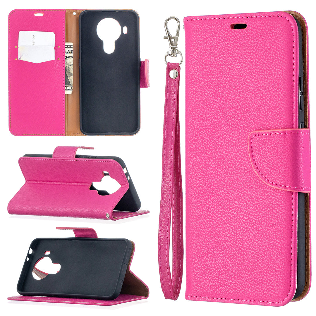 Litchi Surface with Wallet Leather Stand Case for Nokia 5.4