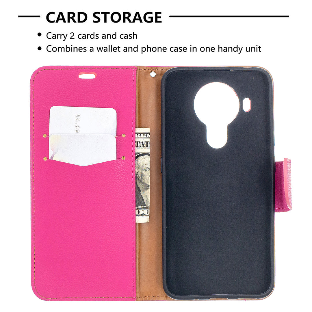 Litchi Surface with Wallet Leather Stand Case for Nokia 5.4