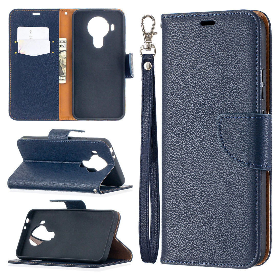 Litchi Surface with Wallet Leather Stand Case for Nokia 5.4