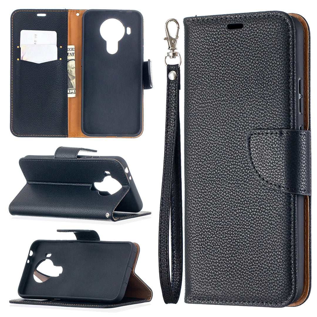 Litchi Surface with Wallet Leather Stand Case for Nokia 5.4