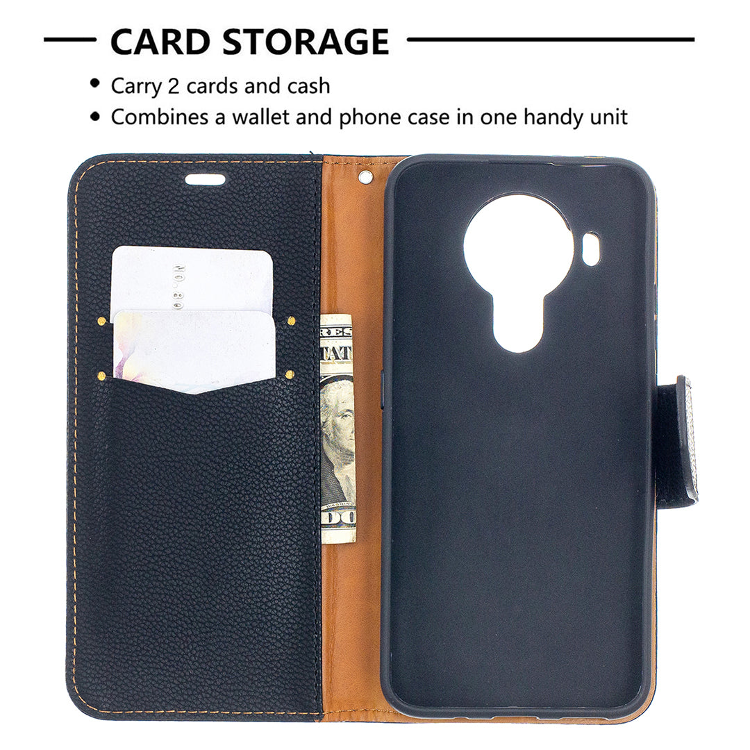 Litchi Surface with Wallet Leather Stand Case for Nokia 5.4