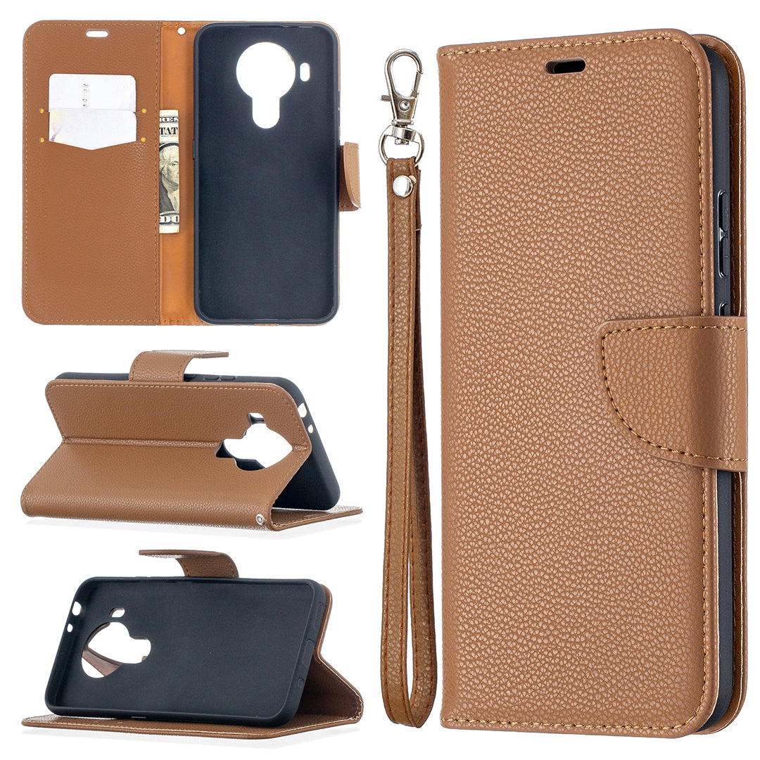 Litchi Surface with Wallet Leather Stand Case for Nokia 5.4
