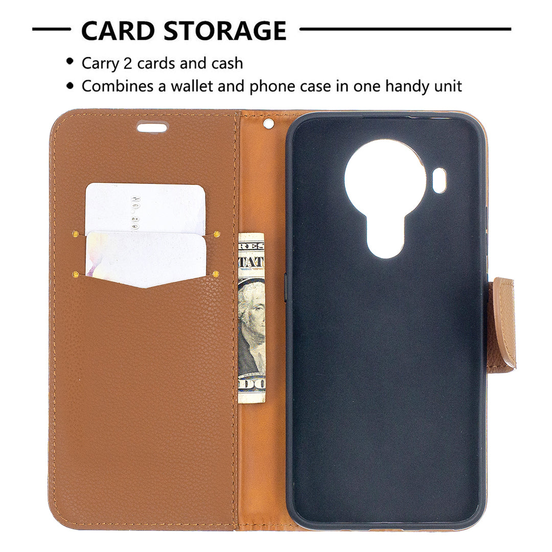 Litchi Surface with Wallet Leather Stand Case for Nokia 5.4